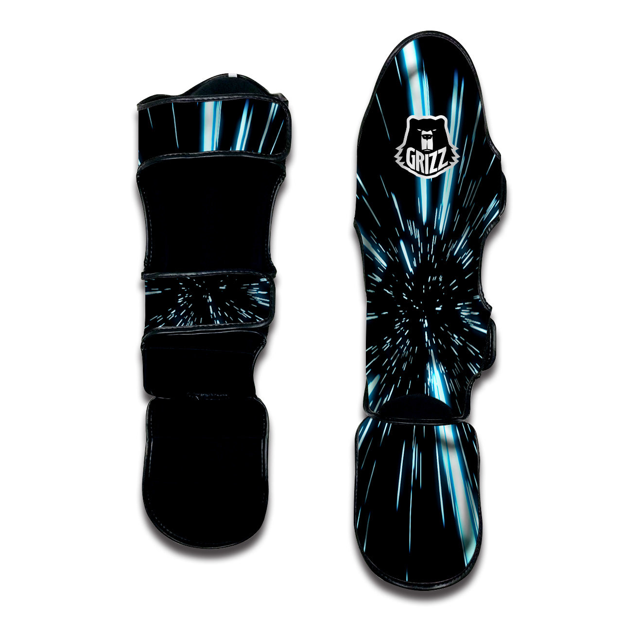 Lightspeed Blue Print Muay Thai Shin Guards-grizzshop