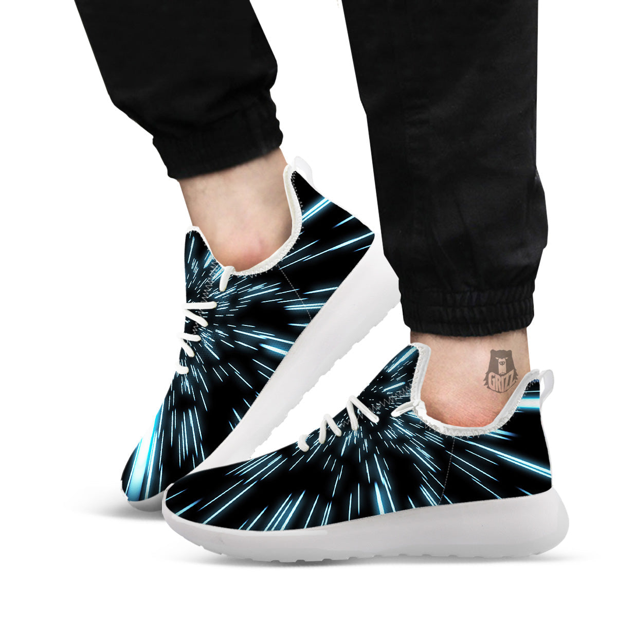 Lightspeed Blue Print White Athletic Shoes-grizzshop