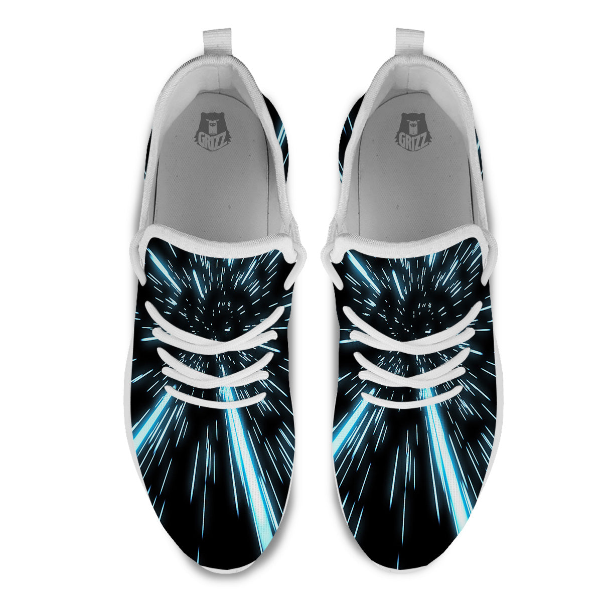 Lightspeed Blue Print White Athletic Shoes-grizzshop