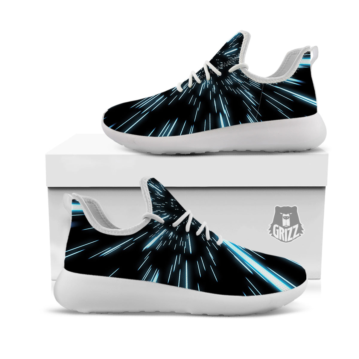 Lightspeed Blue Print White Athletic Shoes-grizzshop