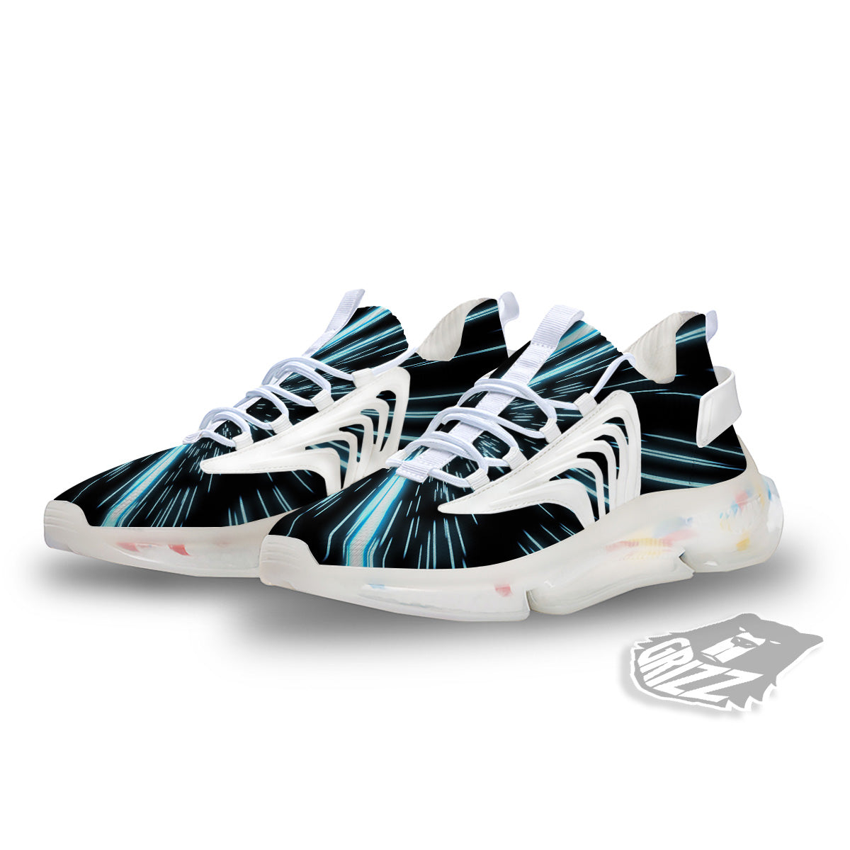 Lightspeed Blue Print White Gym Shoes-grizzshop
