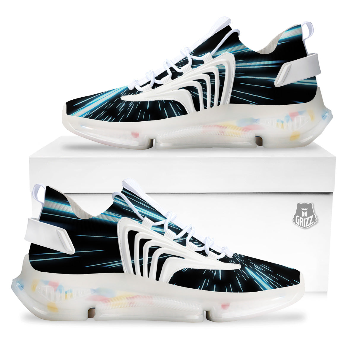 Lightspeed Blue Print White Gym Shoes-grizzshop