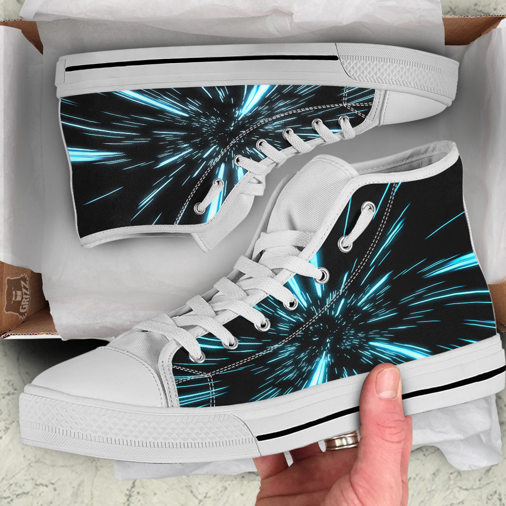 Lightspeed Blue Print White High Top Shoes-grizzshop