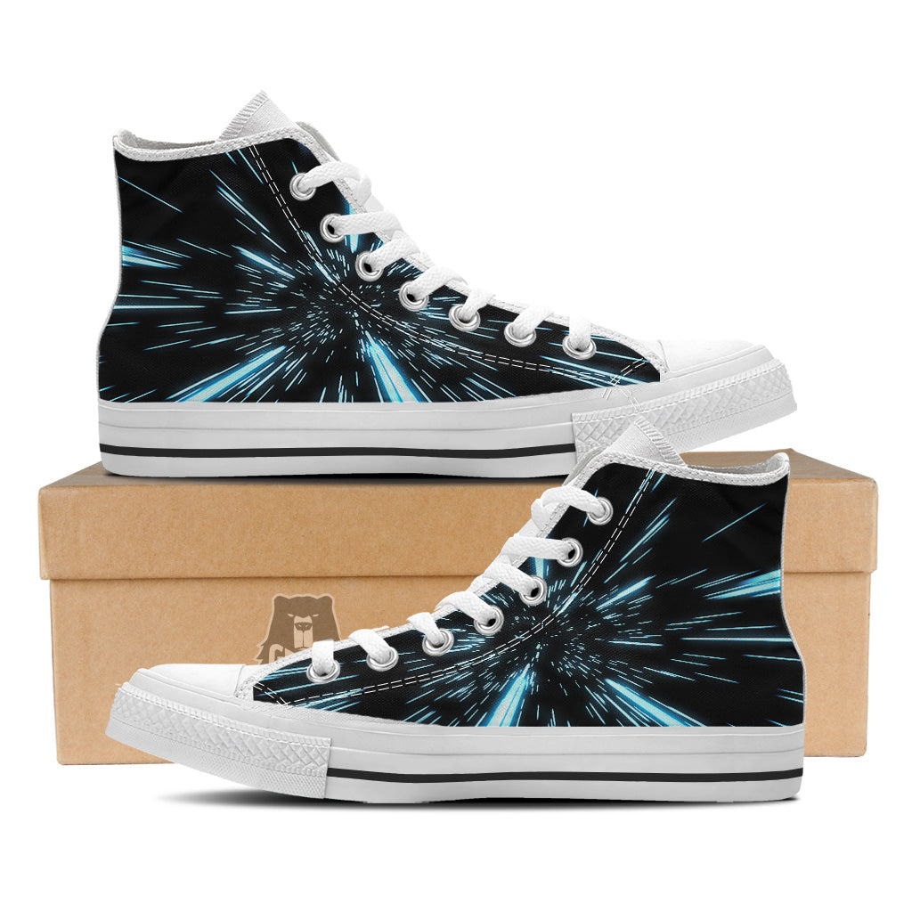 Lightspeed Blue Print White High Top Shoes-grizzshop