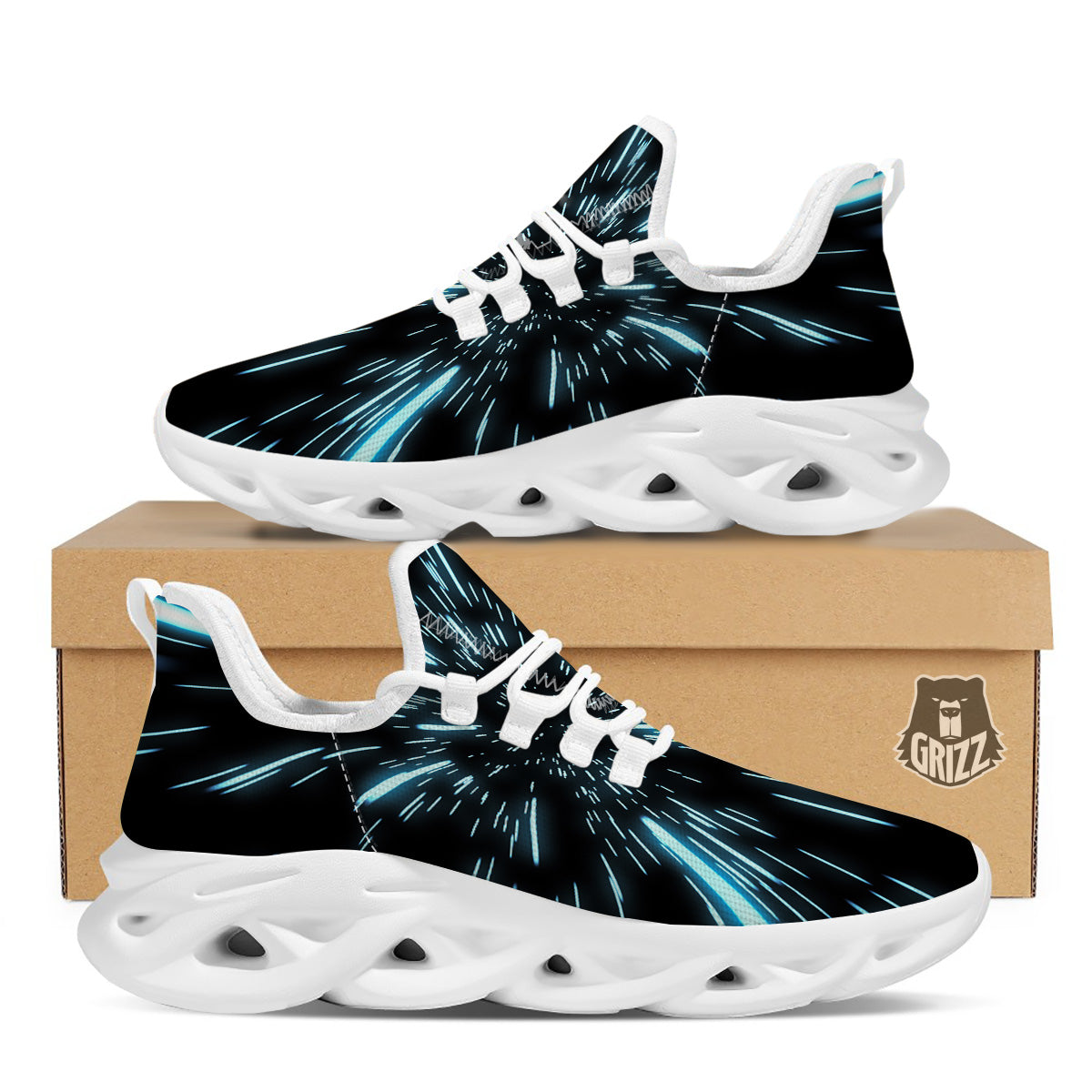 Lightspeed Blue Print White Running Shoes-grizzshop