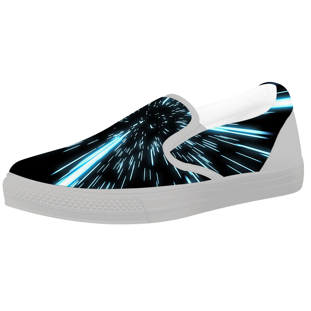 Lightspeed Blue Print White Slip On Shoes-grizzshop