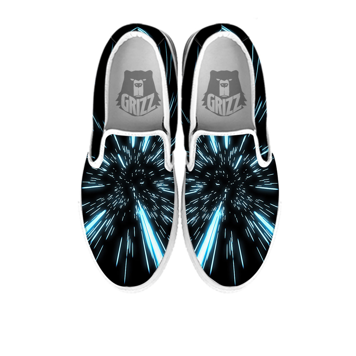 Lightspeed Blue Print White Slip On Shoes-grizzshop