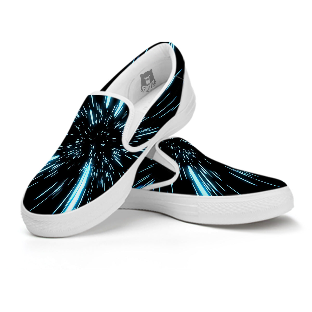 Lightspeed Blue Print White Slip On Shoes-grizzshop