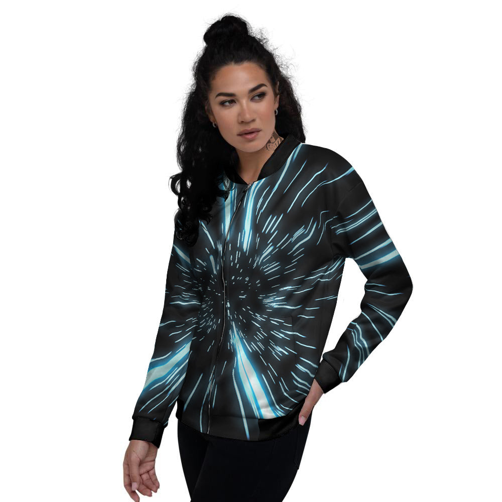 Lightspeed Blue Print Women's Bomber Jacket-grizzshop