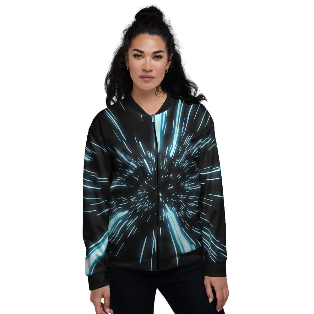 Lightspeed Blue Print Women's Bomber Jacket-grizzshop