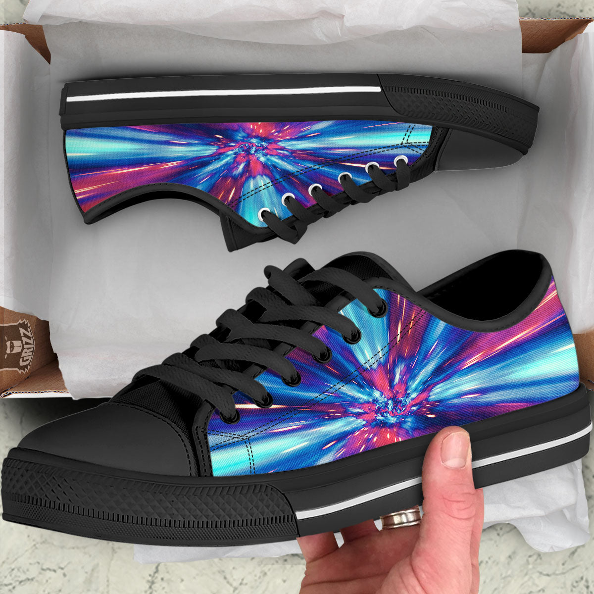Lightspeed Galaxy Print Black Low Top Shoes-grizzshop