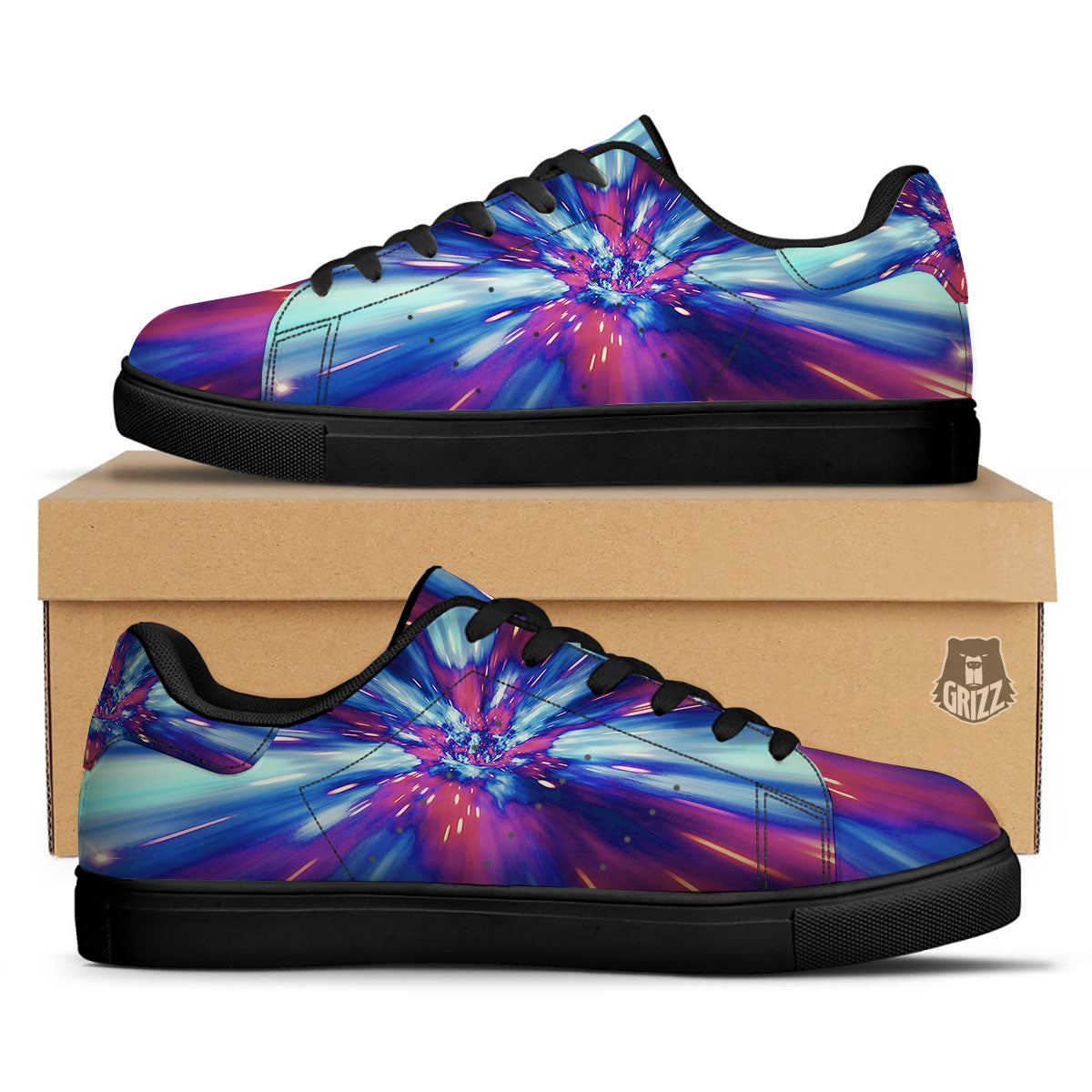 Lightspeed Galaxy Print Black Low Top Sneakers-grizzshop