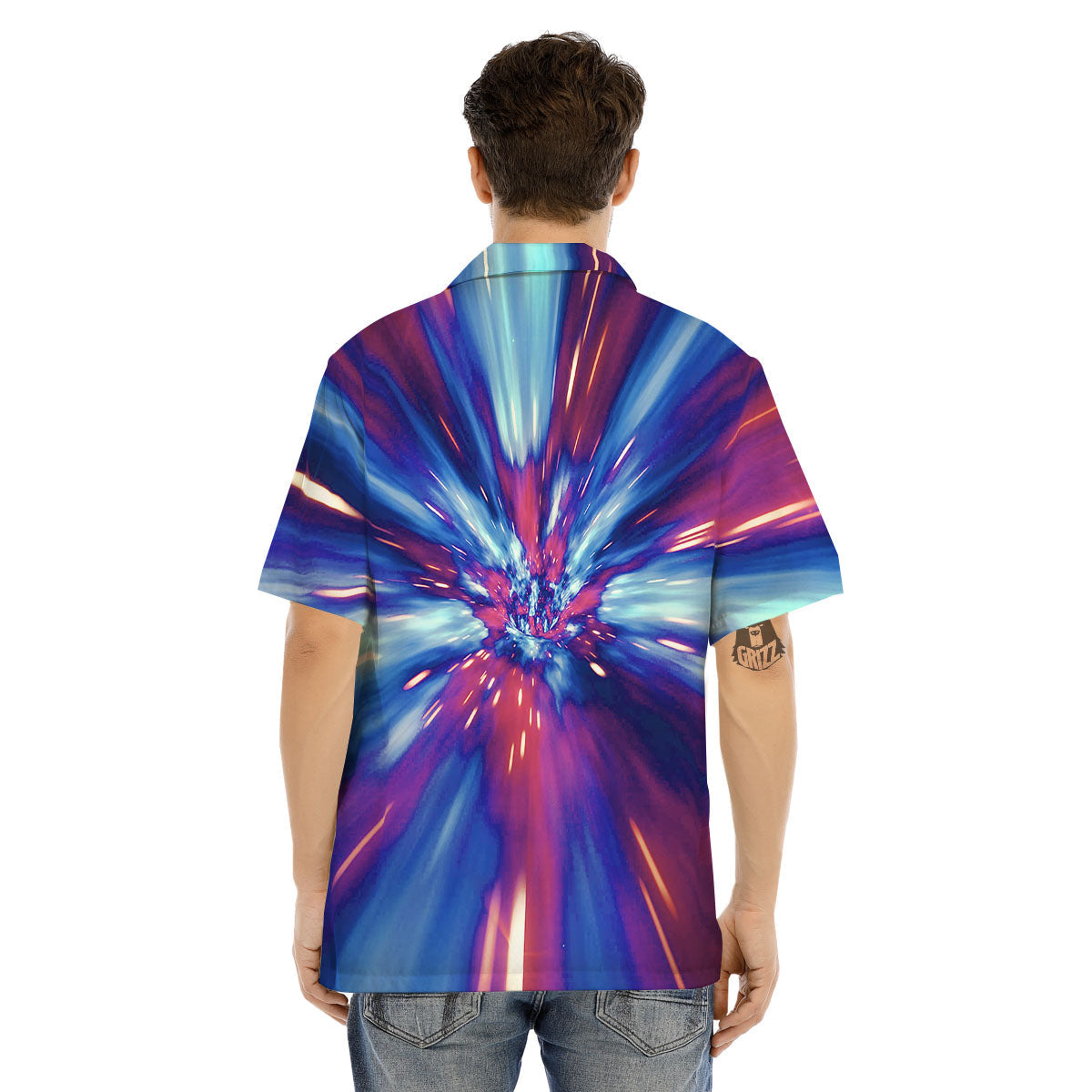 Lightspeed Galaxy Print Men's Hawaiian Shirt-grizzshop