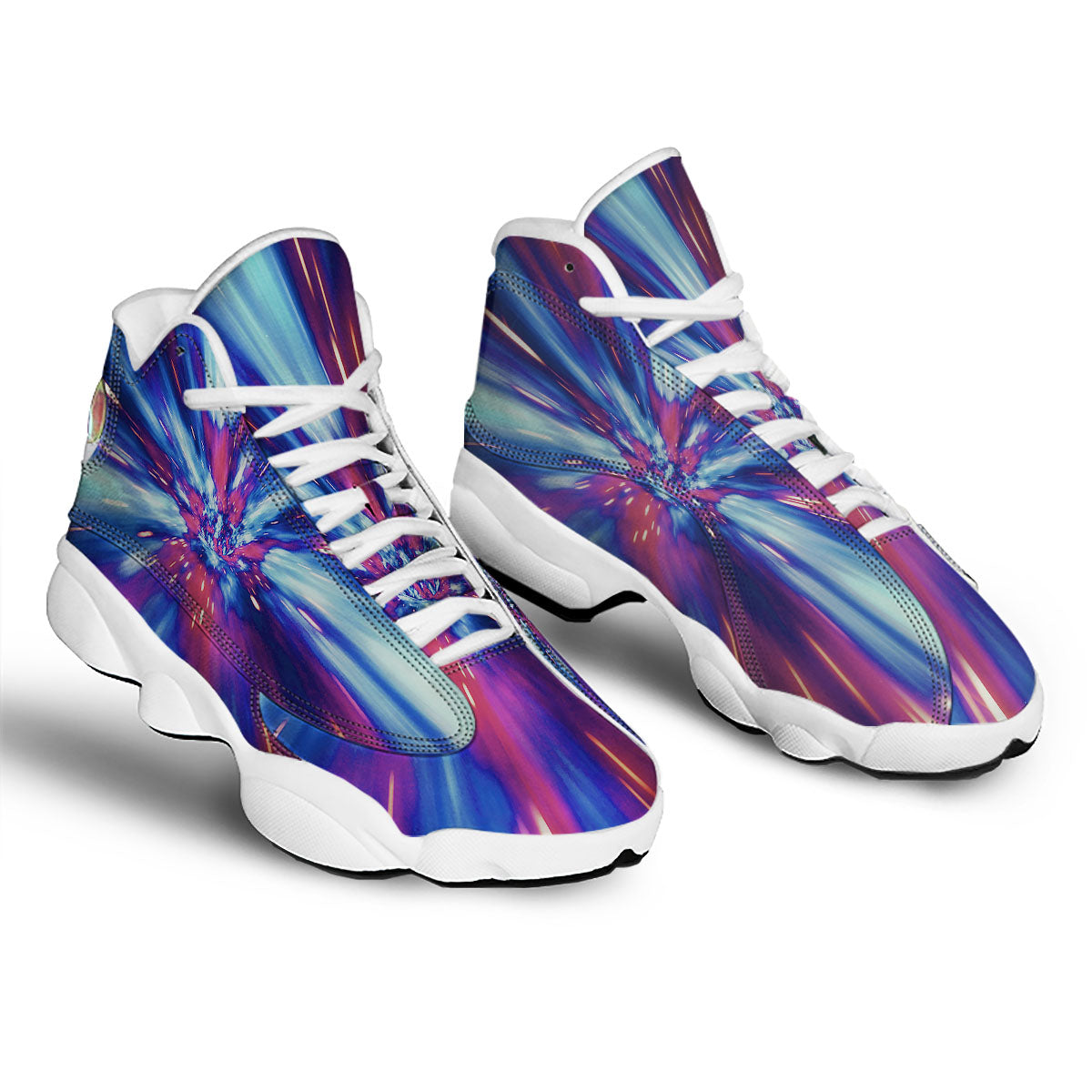 Lightspeed Galaxy Print White Basketball Shoes-grizzshop