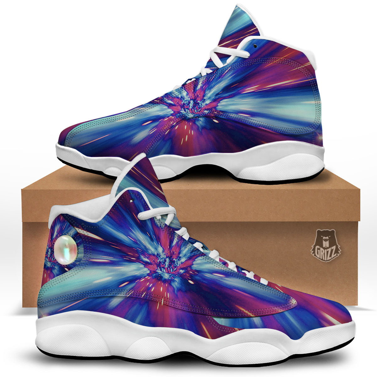 Lightspeed Galaxy Print White Basketball Shoes-grizzshop