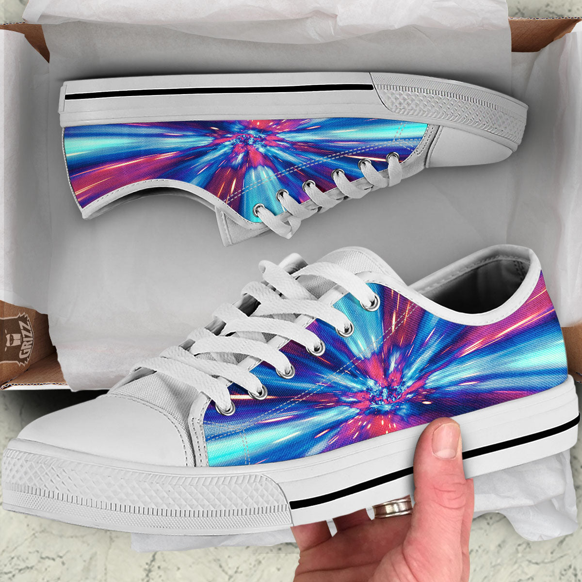 Lightspeed Galaxy Print White Low Top Shoes-grizzshop