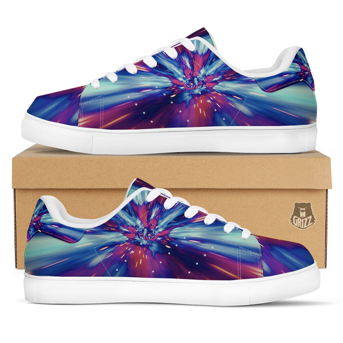 Lightspeed Galaxy Print White Low Top Sneakers-grizzshop