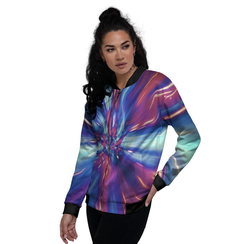 Lightspeed Galaxy Print Women's Bomber Jacket-grizzshop