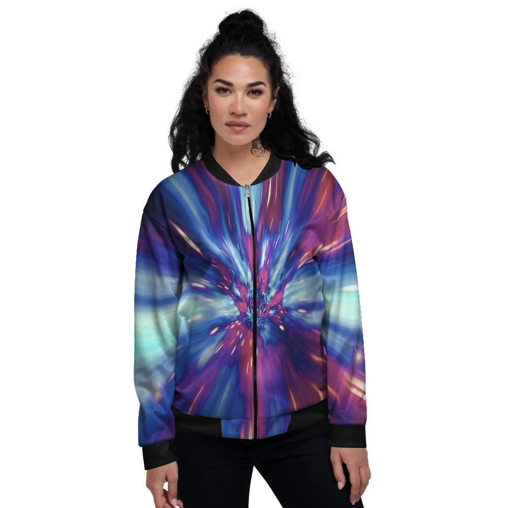 Lightspeed Galaxy Print Women's Bomber Jacket-grizzshop