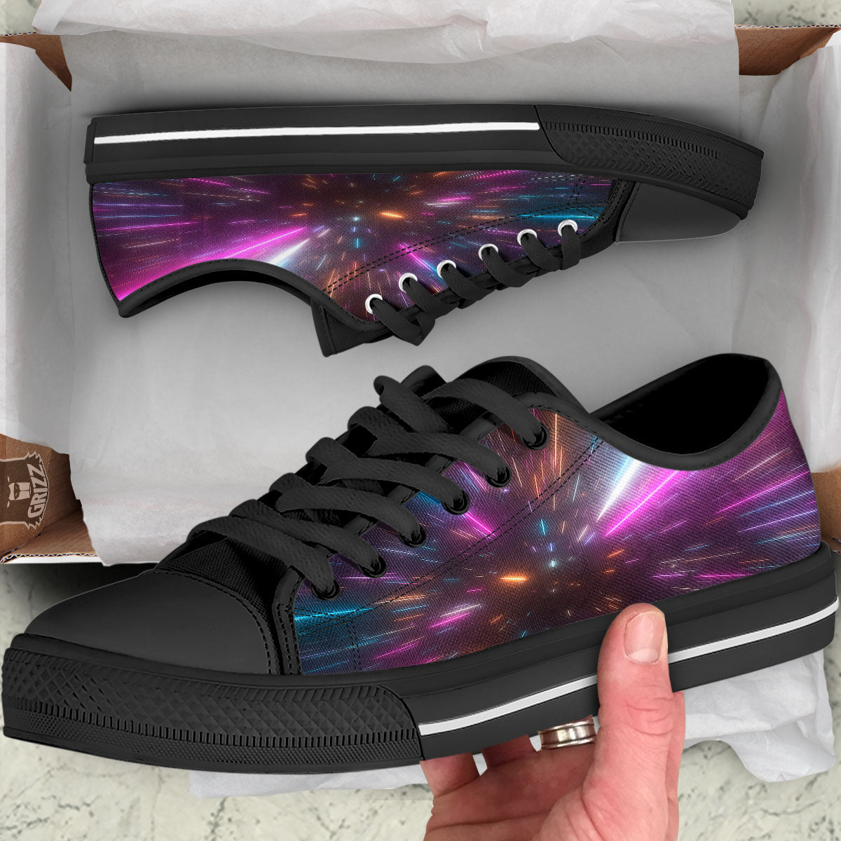 Lightspeed Hyperspace Print Black Low Top Shoes-grizzshop