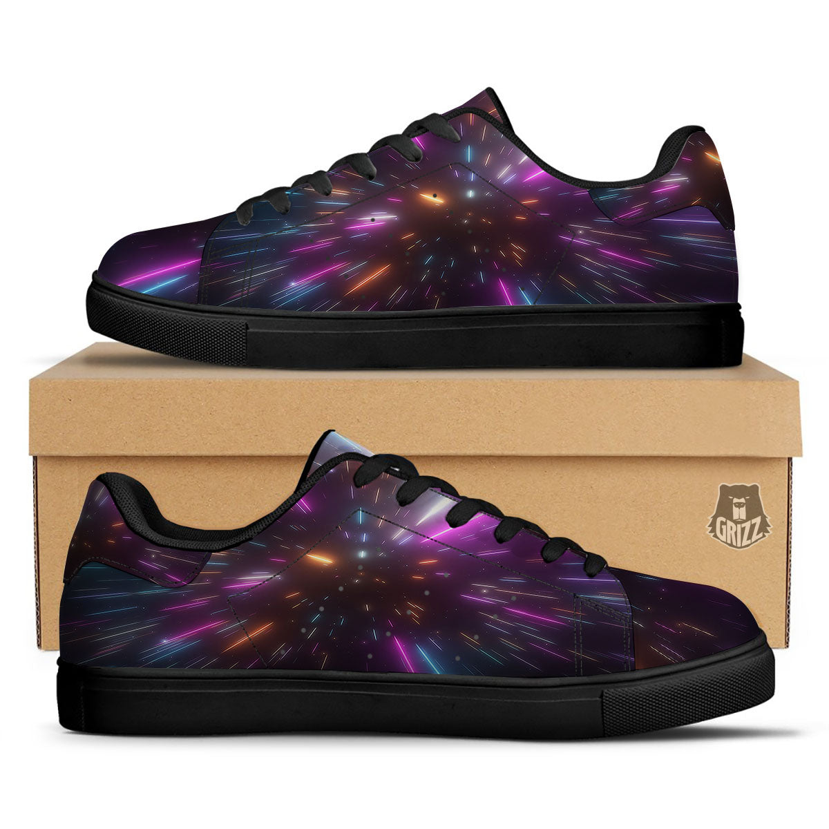 Lightspeed Hyperspace Print Black Low Top Sneakers-grizzshop