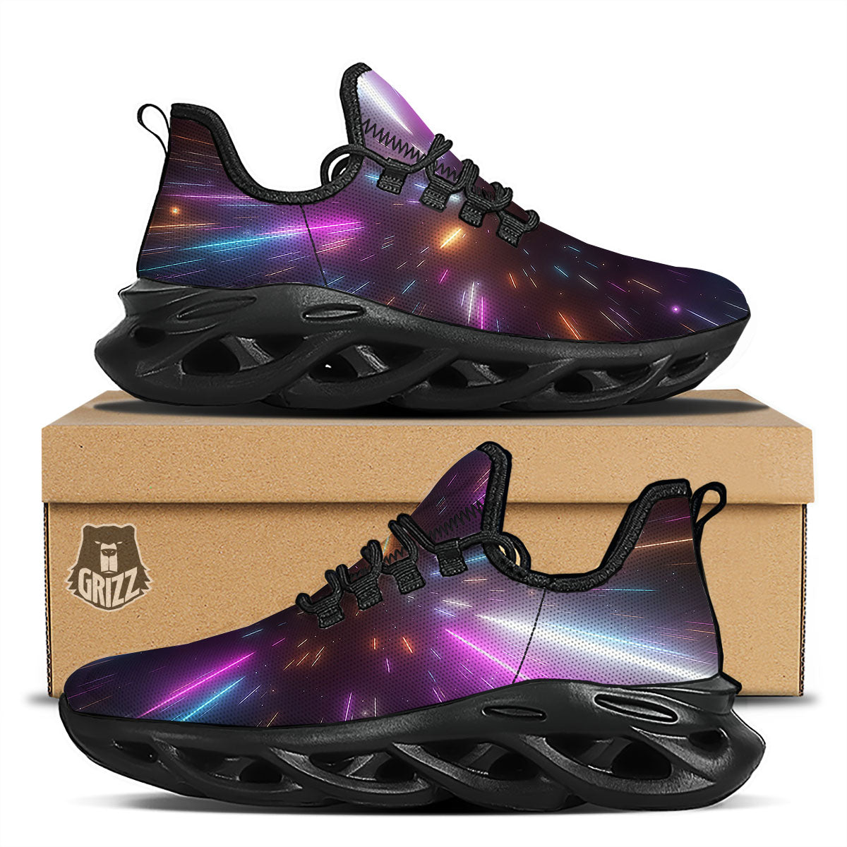 Lightspeed Hyperspace Print Black Running Shoes-grizzshop