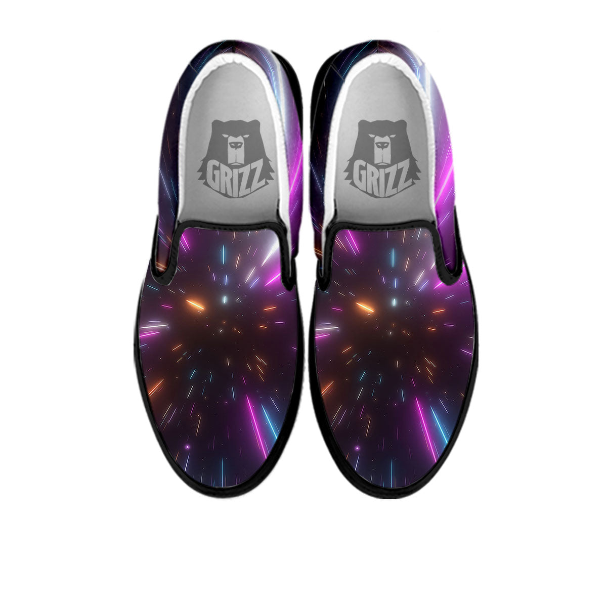 Lightspeed Hyperspace Print Black Slip On Shoes-grizzshop