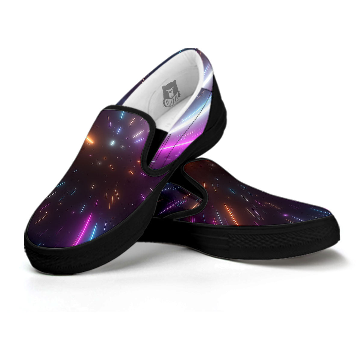 Lightspeed Hyperspace Print Black Slip On Shoes-grizzshop