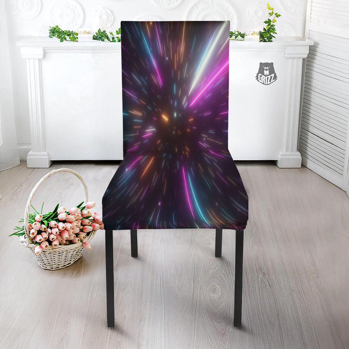 Lightspeed Hyperspace Print Dining Chair Slipcover-grizzshop