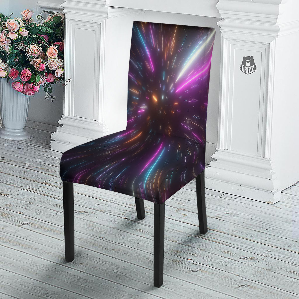 Lightspeed Hyperspace Print Dining Chair Slipcover-grizzshop