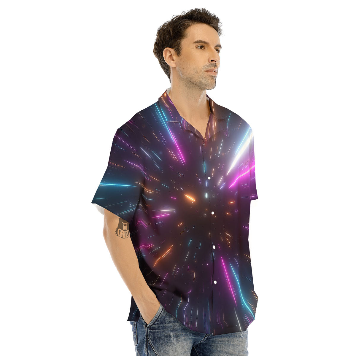 Lightspeed Hyperspace Print Men's Hawaiian Shirt-grizzshop