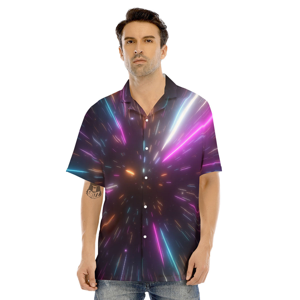 Lightspeed Hyperspace Print Men's Hawaiian Shirt-grizzshop