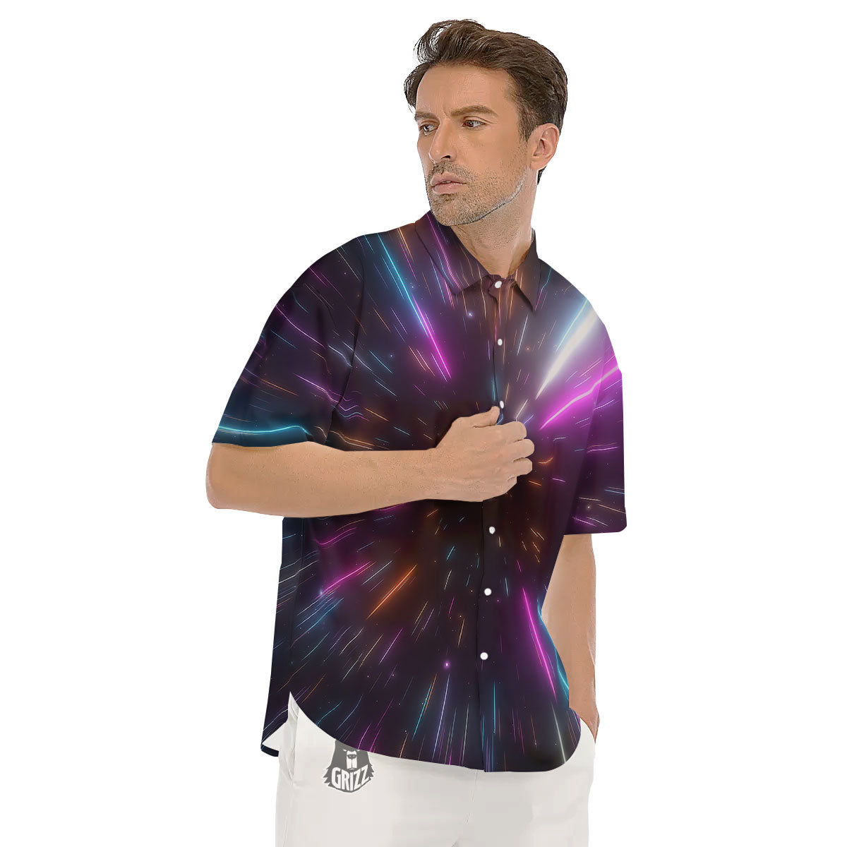 Lightspeed Hyperspace Print Men's Short Sleeve Shirts-grizzshop