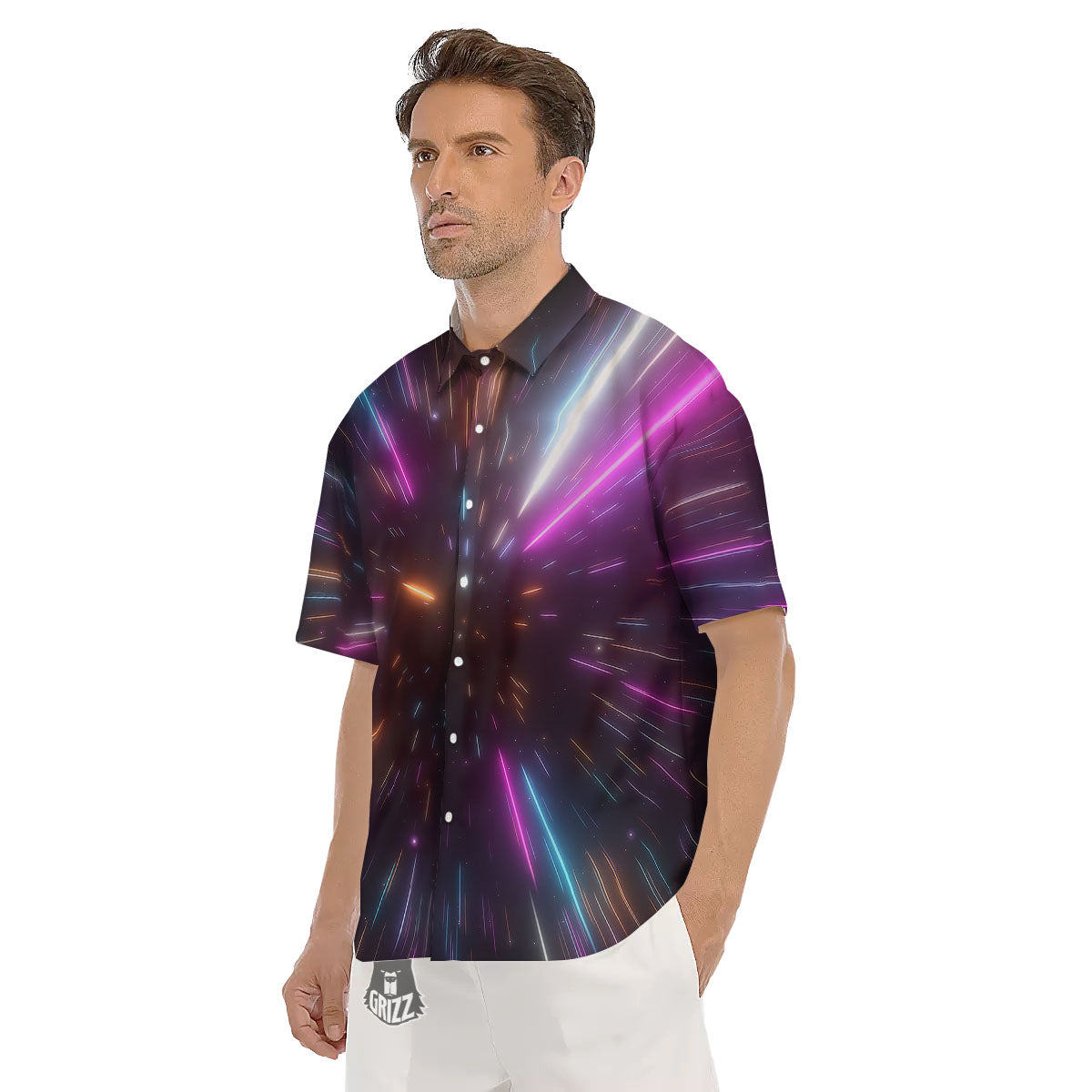 Lightspeed Hyperspace Print Men's Short Sleeve Shirts-grizzshop