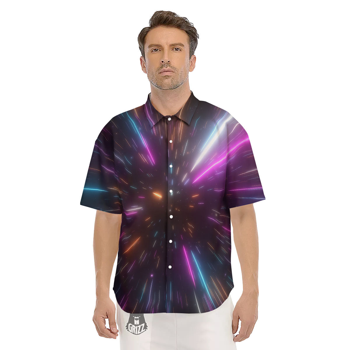 Lightspeed Hyperspace Print Men's Short Sleeve Shirts-grizzshop