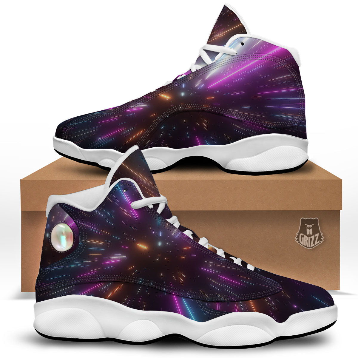 Lightspeed Hyperspace Print White Basketball Shoes-grizzshop
