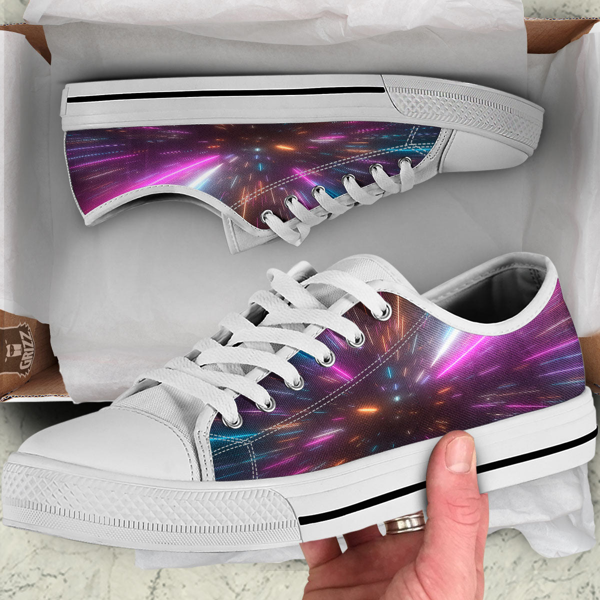 Lightspeed Hyperspace Print White Low Top Shoes-grizzshop