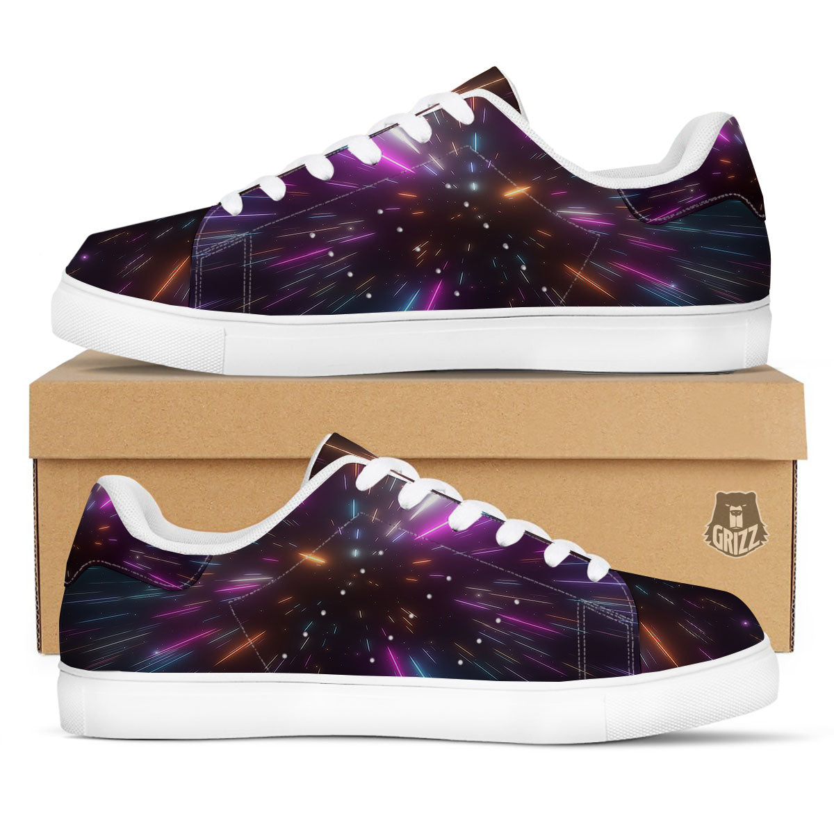 Lightspeed Hyperspace Print White Low Top Sneakers-grizzshop