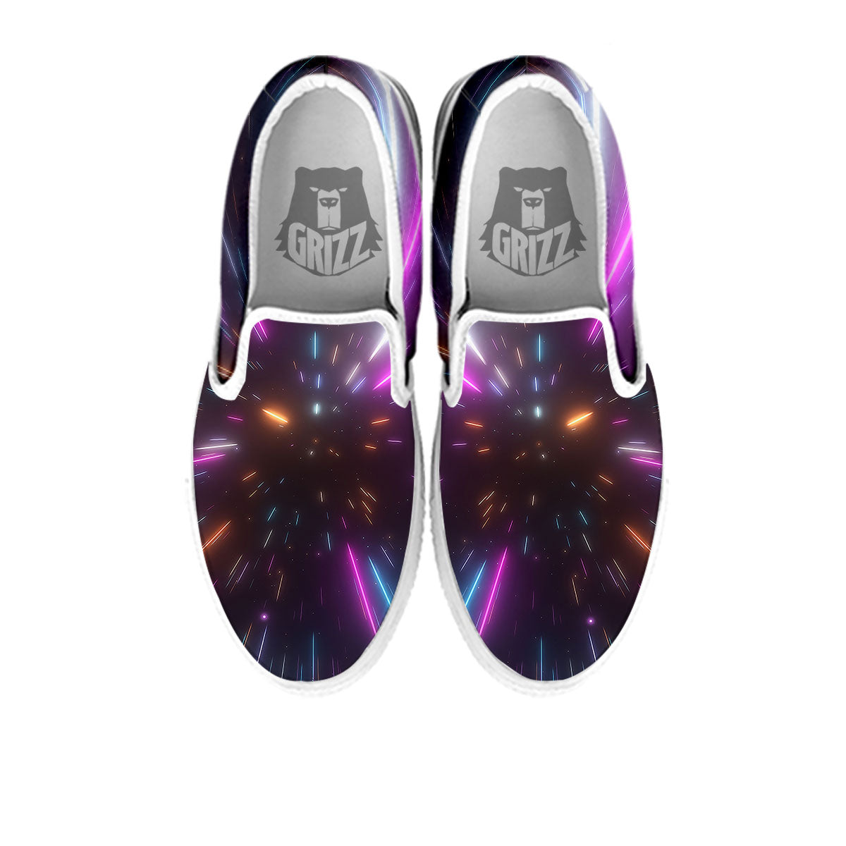Lightspeed Hyperspace Print White Slip On Shoes-grizzshop