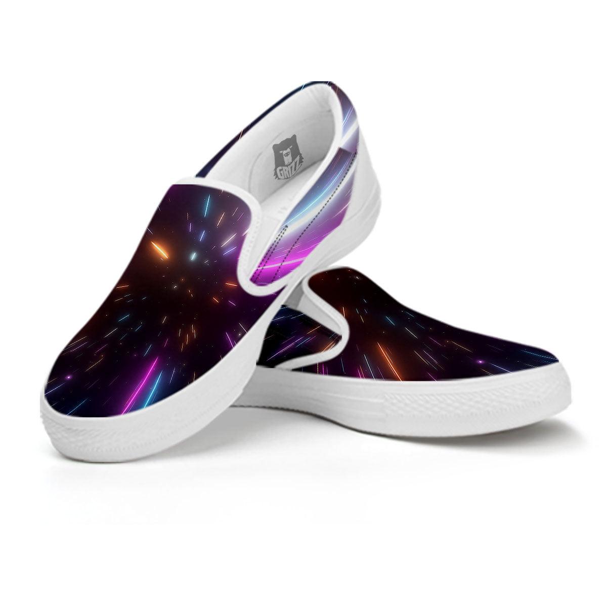 Lightspeed Hyperspace Print White Slip On Shoes-grizzshop
