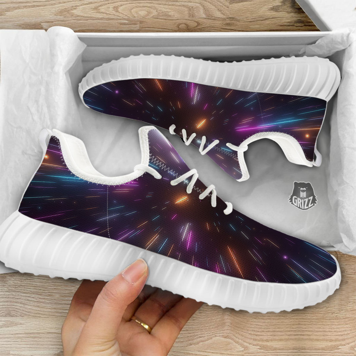 Lightspeed Hyperspace Print White Walking Shoes-grizzshop