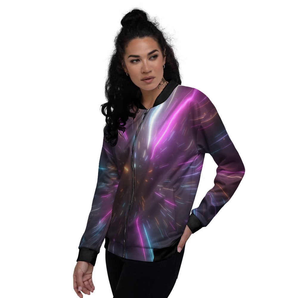 Lightspeed Hyperspace Print Women's Bomber Jacket-grizzshop