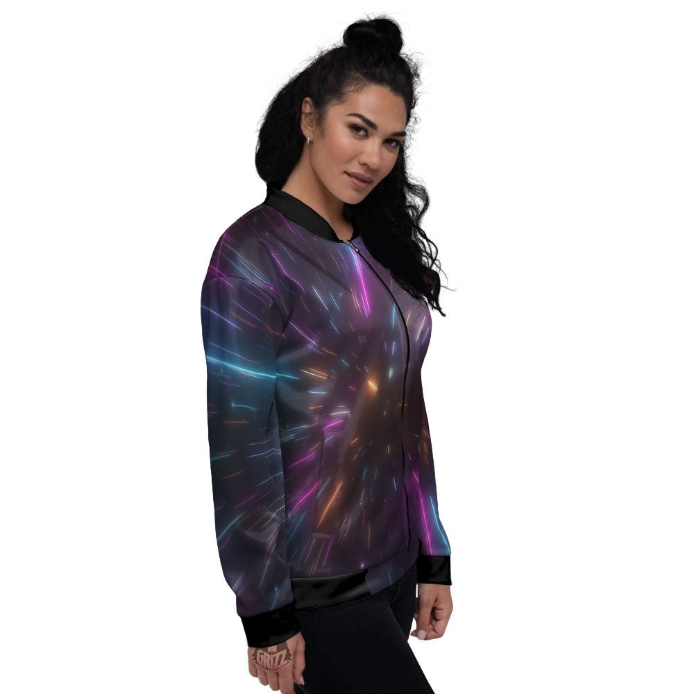 Lightspeed Hyperspace Print Women's Bomber Jacket-grizzshop