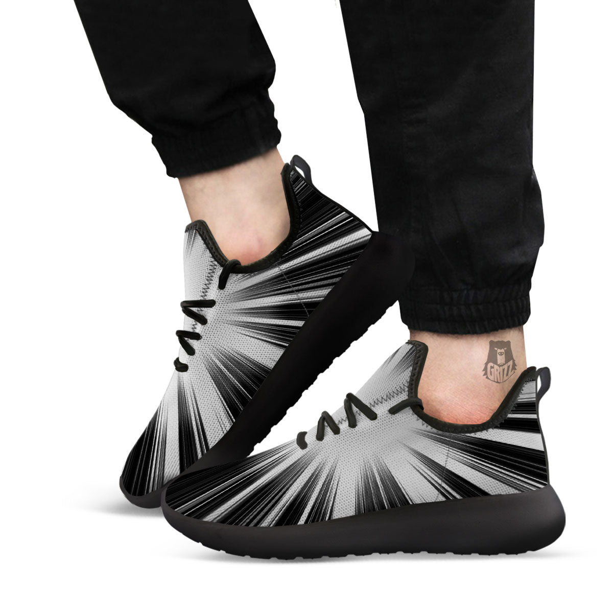 Lightspeed White And Black Print Black Athletic Shoes-grizzshop