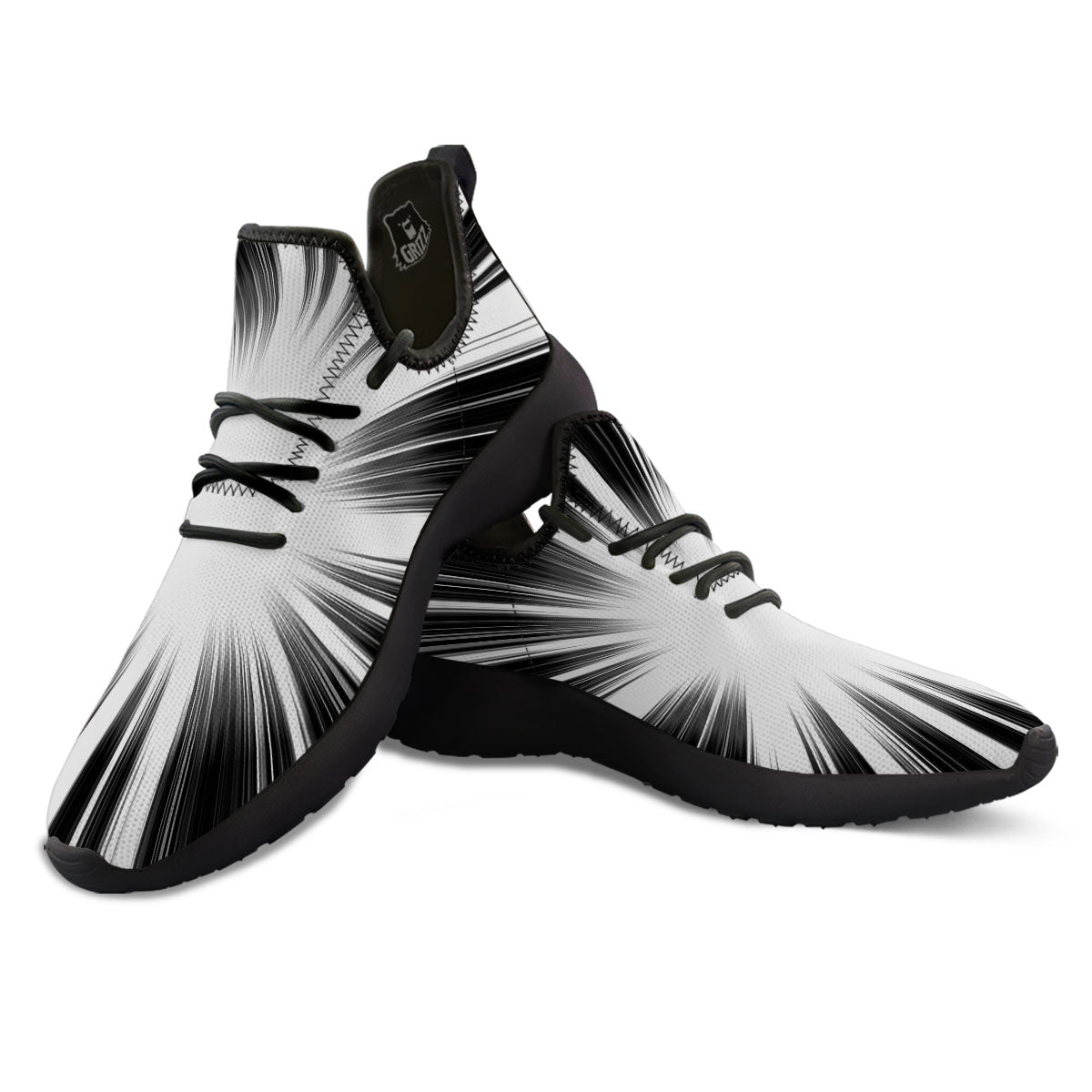 Lightspeed White And Black Print Black Athletic Shoes-grizzshop