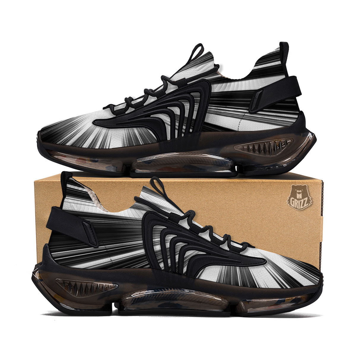Lightspeed White And Black Print Black Gym Shoes-grizzshop