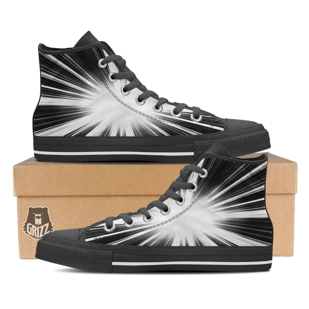 Lightspeed White And Black Print Black High Top Shoes-grizzshop