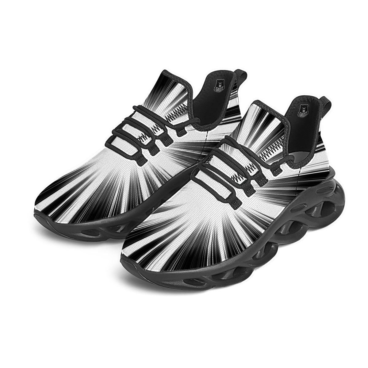 Lightspeed White And Black Print Black Running Shoes-grizzshop