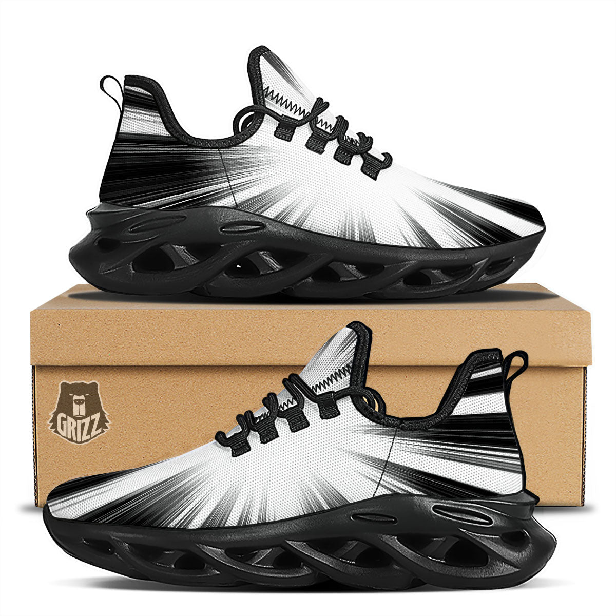 Lightspeed White And Black Print Black Running Shoes-grizzshop