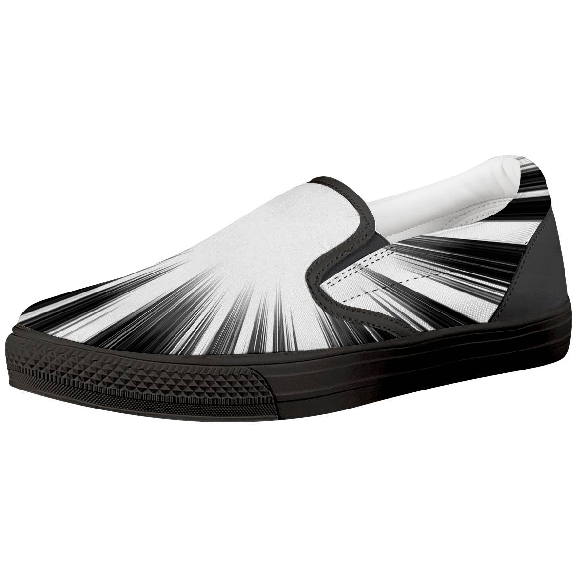 Lightspeed White And Black Print Black Slip On Shoes-grizzshop
